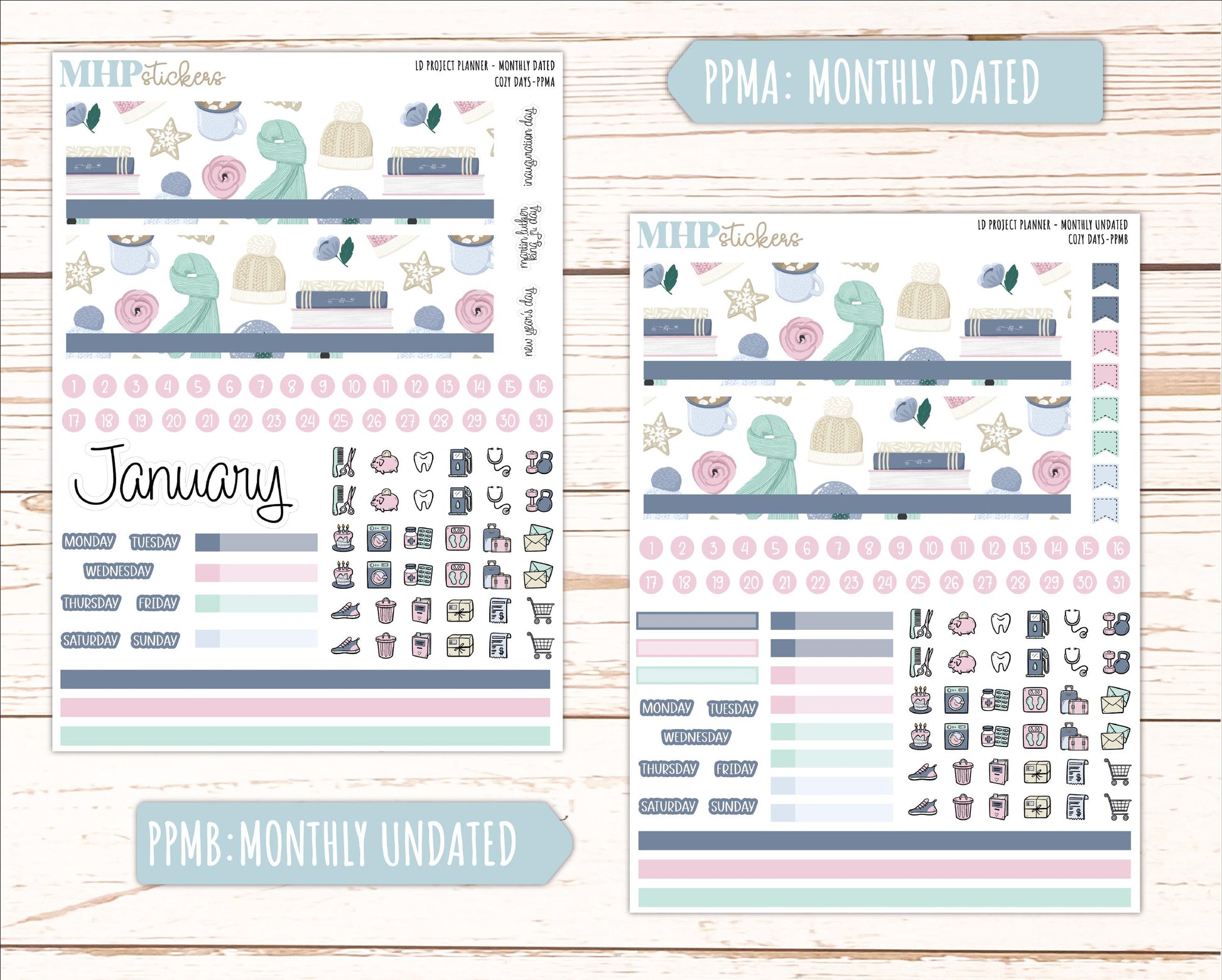JANUARY Stickers for LD Project Planner "Cozy days" || PPCD