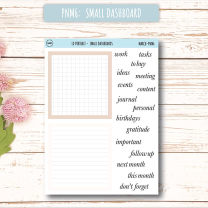 MARCH Stickers for Laurel Denise Portrait Planners. Neutral Color || PN-MAR