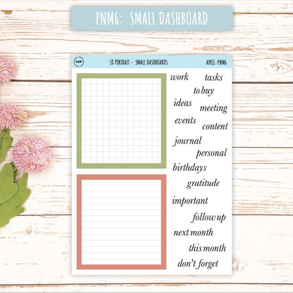 APRIL Stickers for Laurel Denise Portrait Planners. Neutral Color || PN-APR