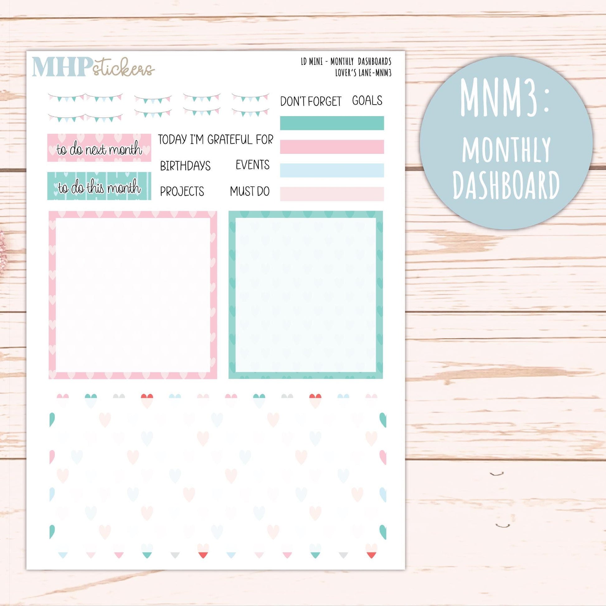 FEBRUARY 2025 Stickers for MINI Laurel Denise Planners "Lover's Lane" || MNLL