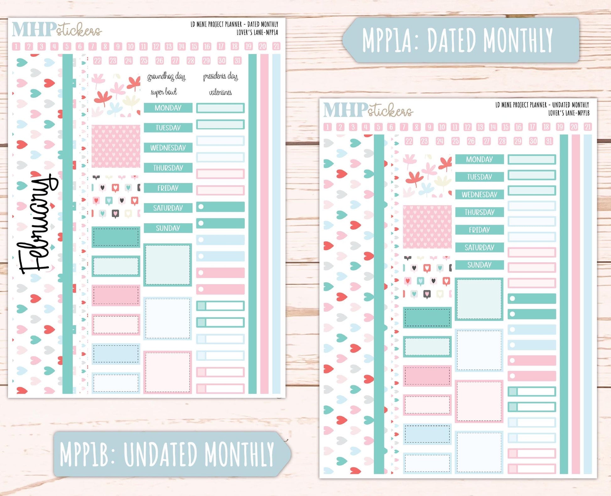 FEBRUARY 2025 Stickers for LD Mini Project Planner "Lover's Lane" || MPPLL