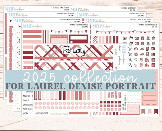FEBRUARY 2025 Stickers for Laurel Denise Portrait Planners. "Love" || PTLV