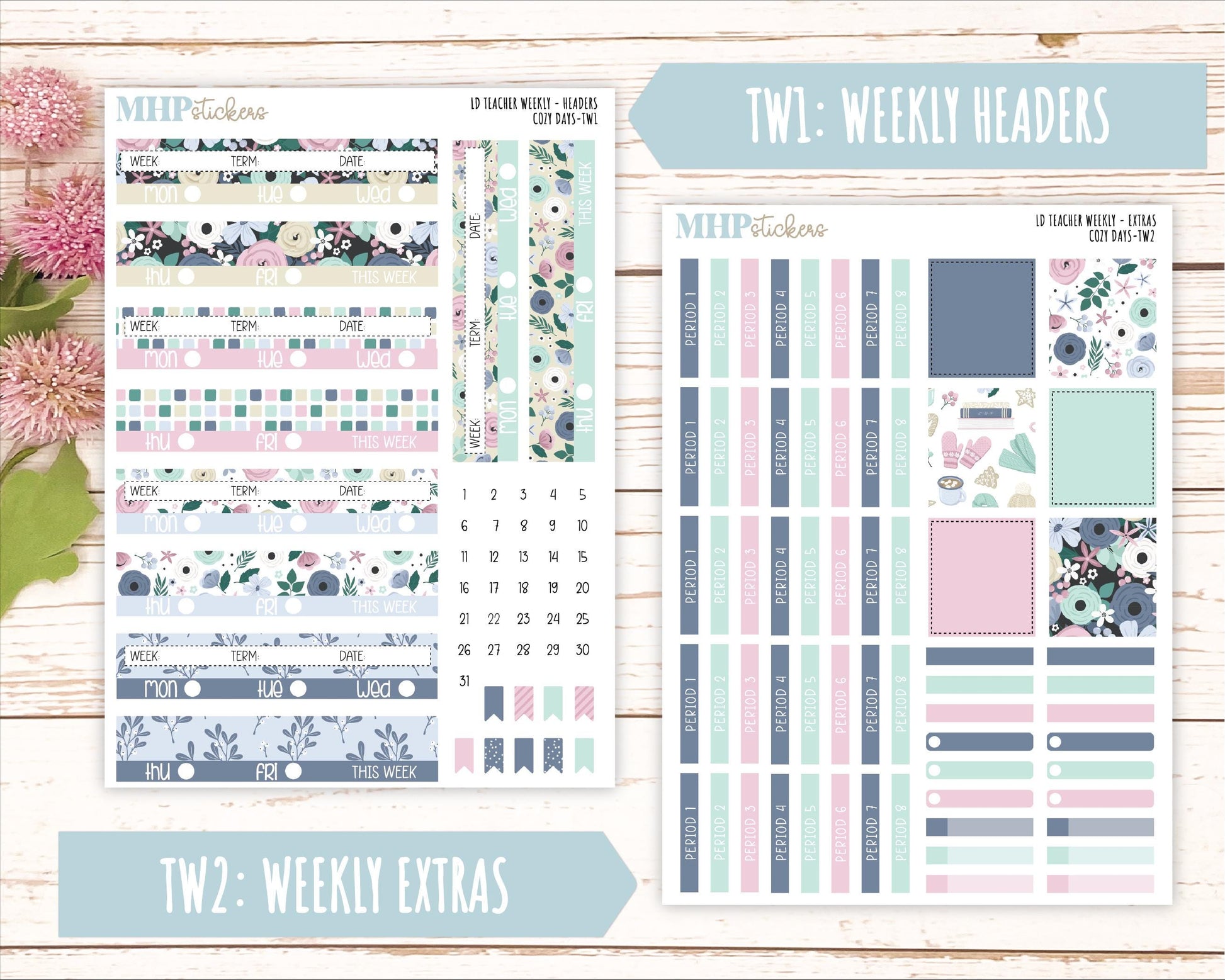 JANUARY Stickers for Laurel Denise Teacher Planners. "Cozy Days" || TCD