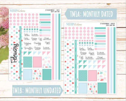 FEBRUARY Stickers for Laurel Denise Teacher Planners. "Lover's Lane" || TLL