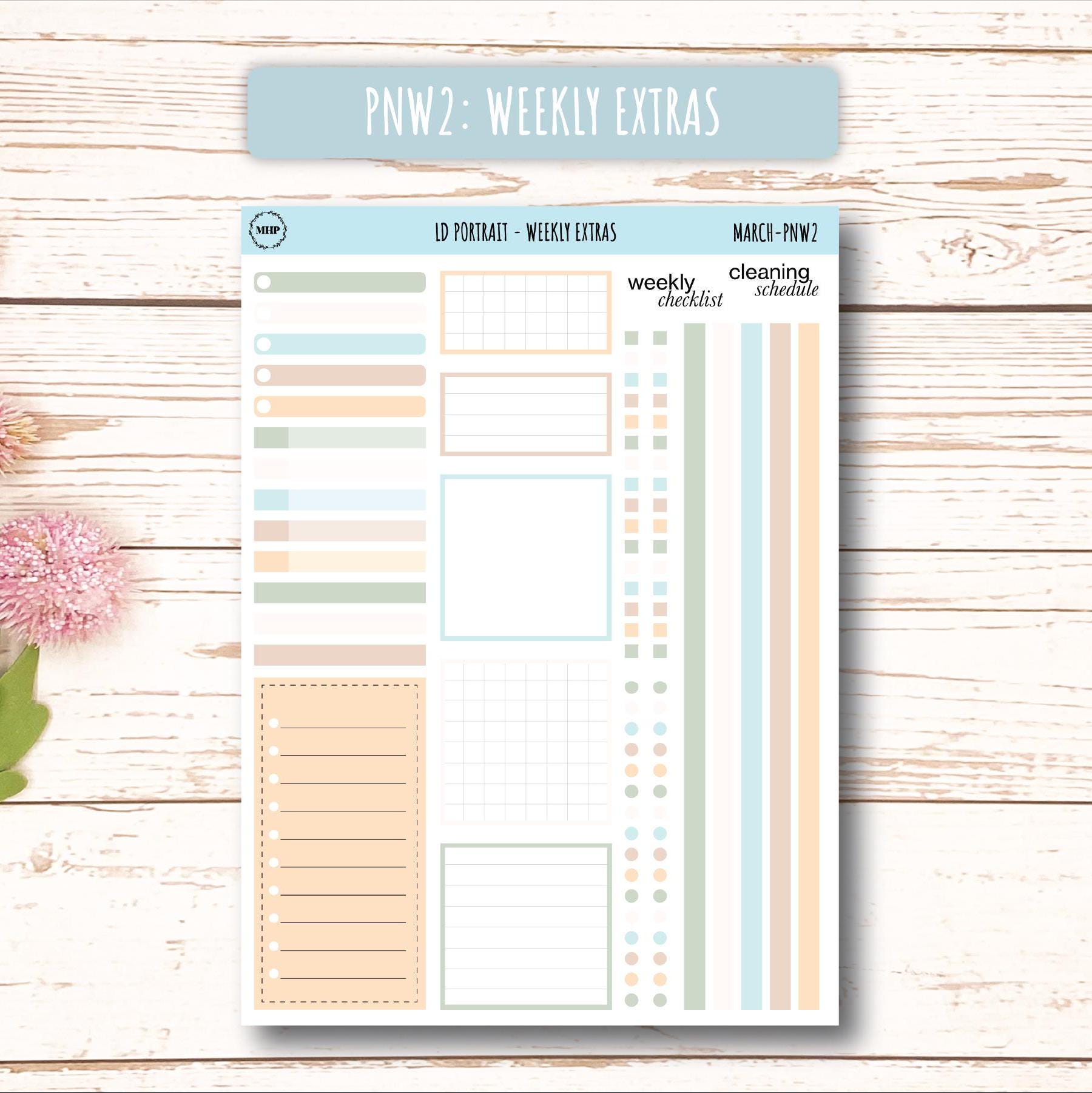 MARCH Stickers for Laurel Denise Portrait Planners. Neutral Color || PN-MAR