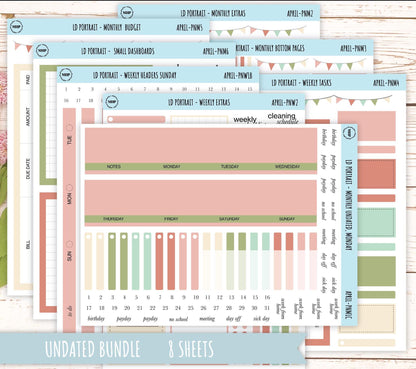 APRIL Stickers for Laurel Denise Portrait Planners. Neutral Color || PN-APR