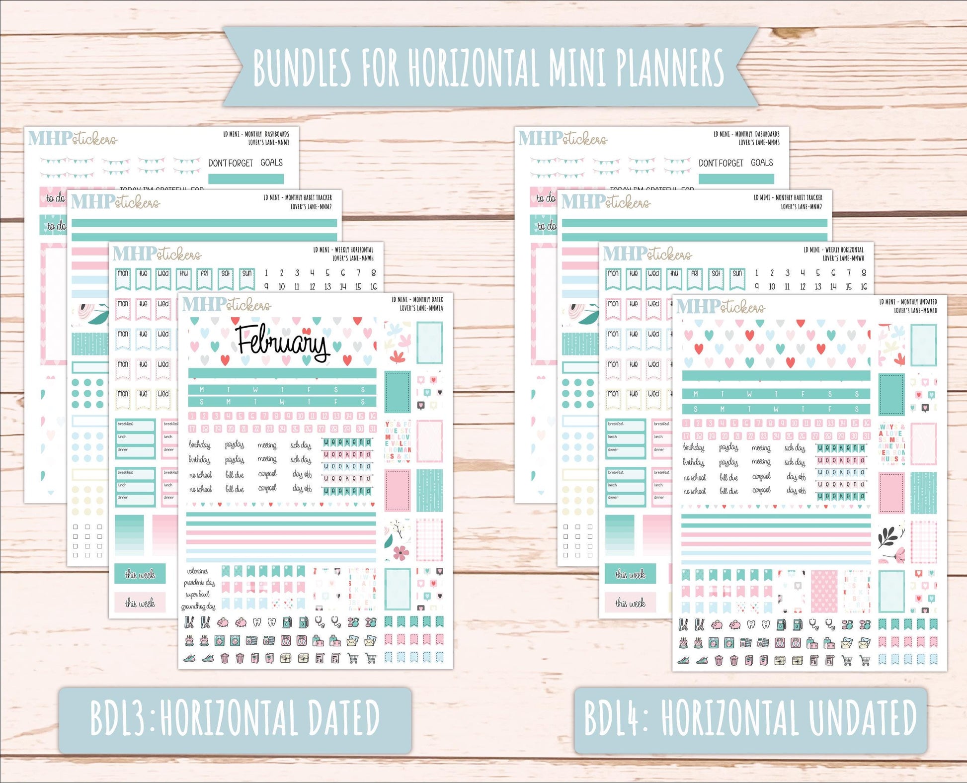 FEBRUARY 2025 Stickers for MINI Laurel Denise Planners "Lover's Lane" || MNLL