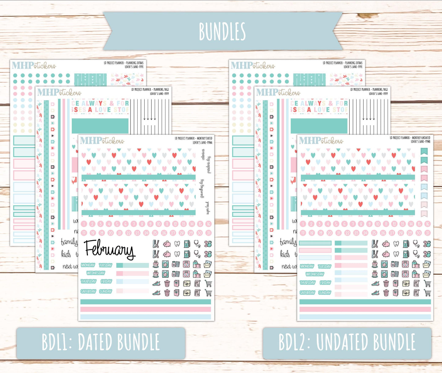 FEBRUARY Stickers for LD Project Planner "Lover's Lane" || PPLL