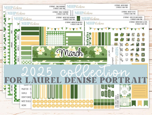 MARCH 2025 Stickers for Laurel Denise Portrait Planners. "St Patrick's Flare" || PTSPF