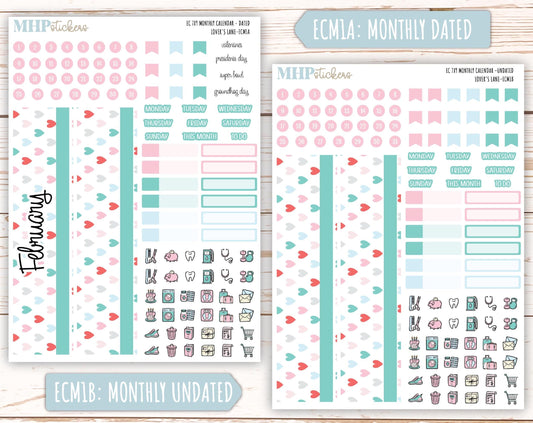 FEBRUARY 2025 Monthly Kit Stickers for 7x9 Erin Condren Planners. "Lover's Lane" || ECMLL