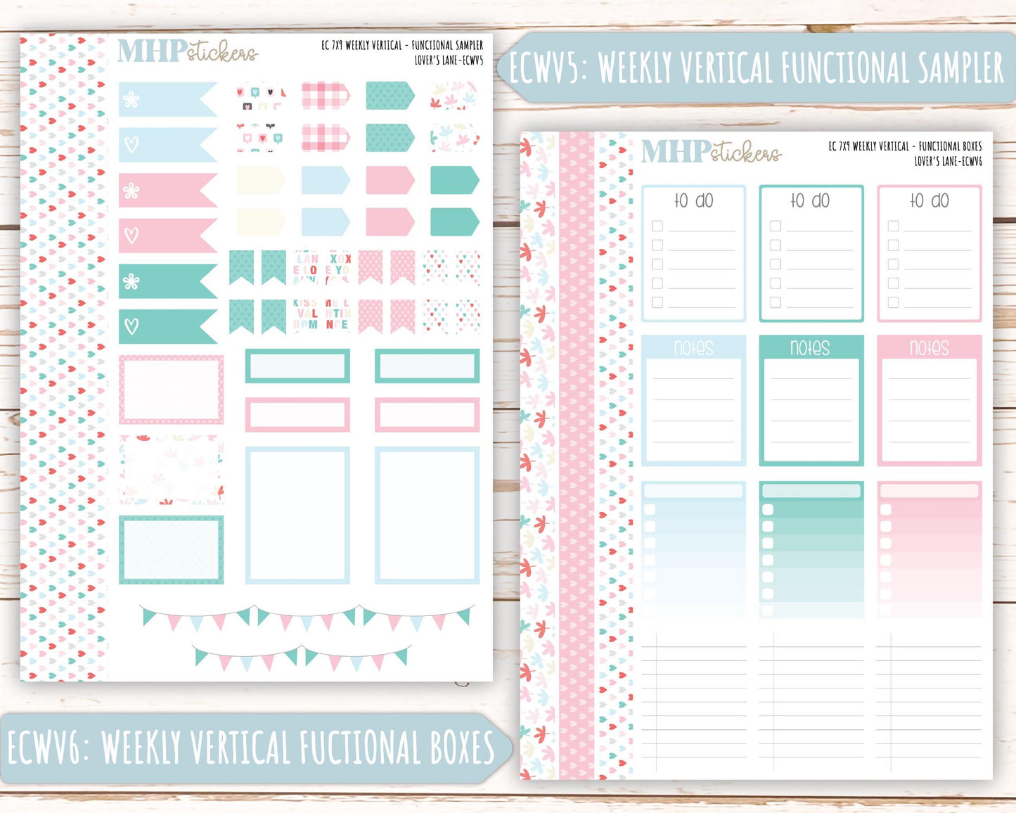 FEBRUARY Weekly Planning Kits for 7x9 Erin Condren Planners. "Lover's Lane" || ECWLL