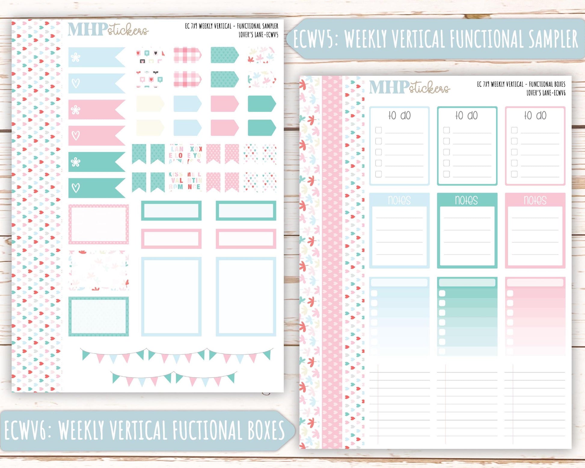 FEBRUARY Weekly Planning Kits for 7x9 Erin Condren Planners. "Lover's Lane" || ECWLL