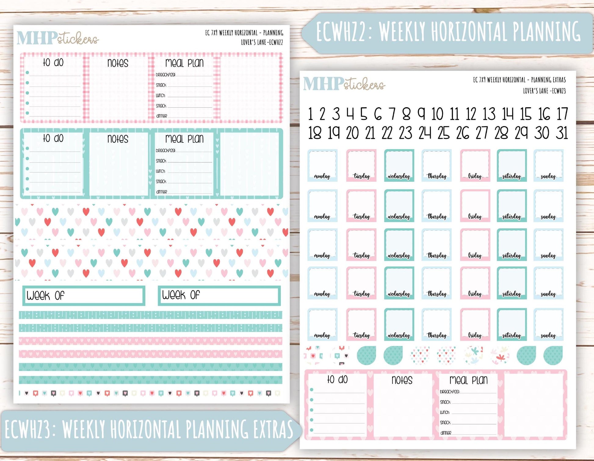 FEBRUARY Weekly Planning Kits for 7x9 Erin Condren Planners. "Lover's Lane" || ECWLL