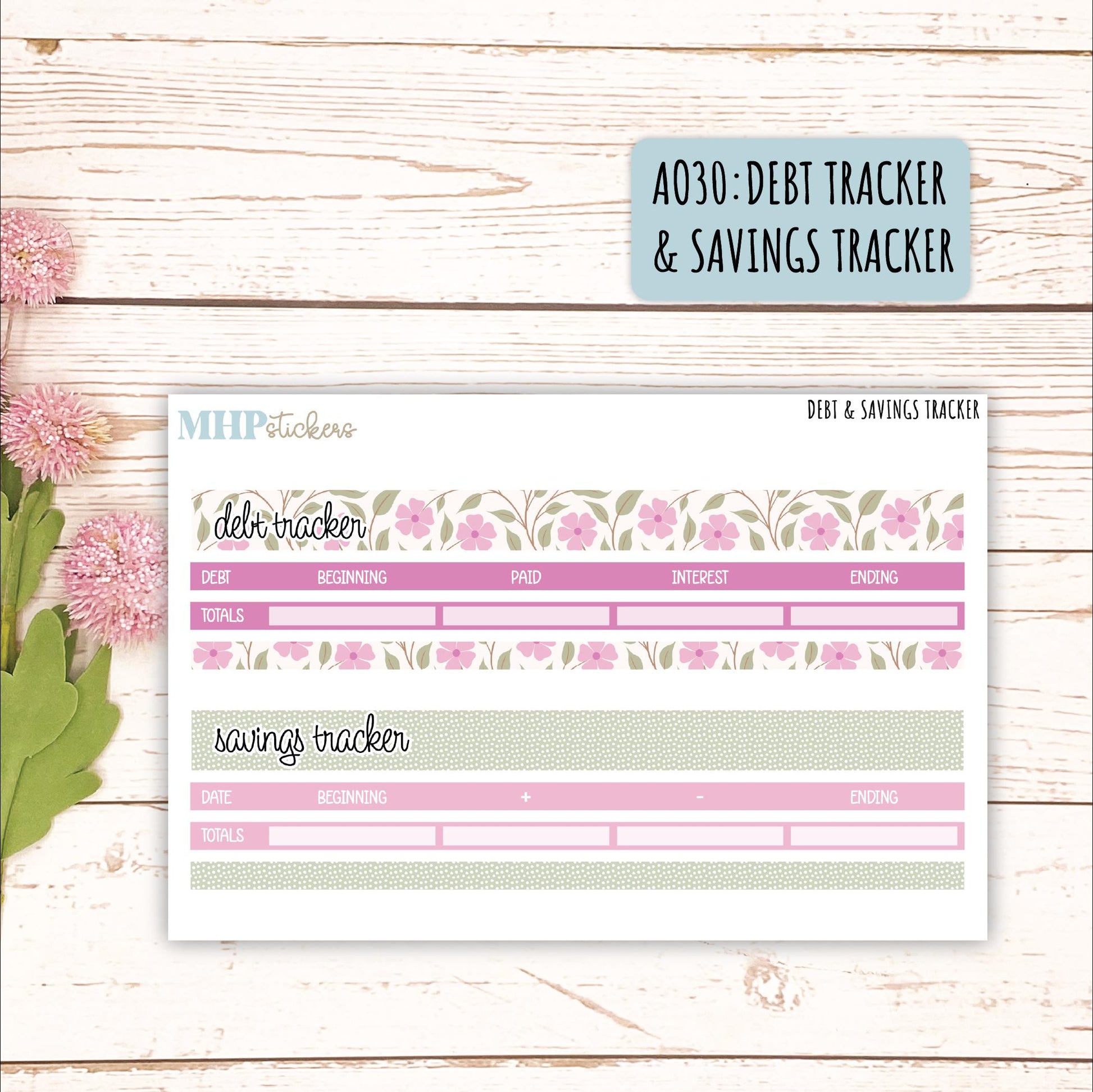 Budget Shells. Add-Ons for Laurel Denise Planners "Flower Field" || AOFF