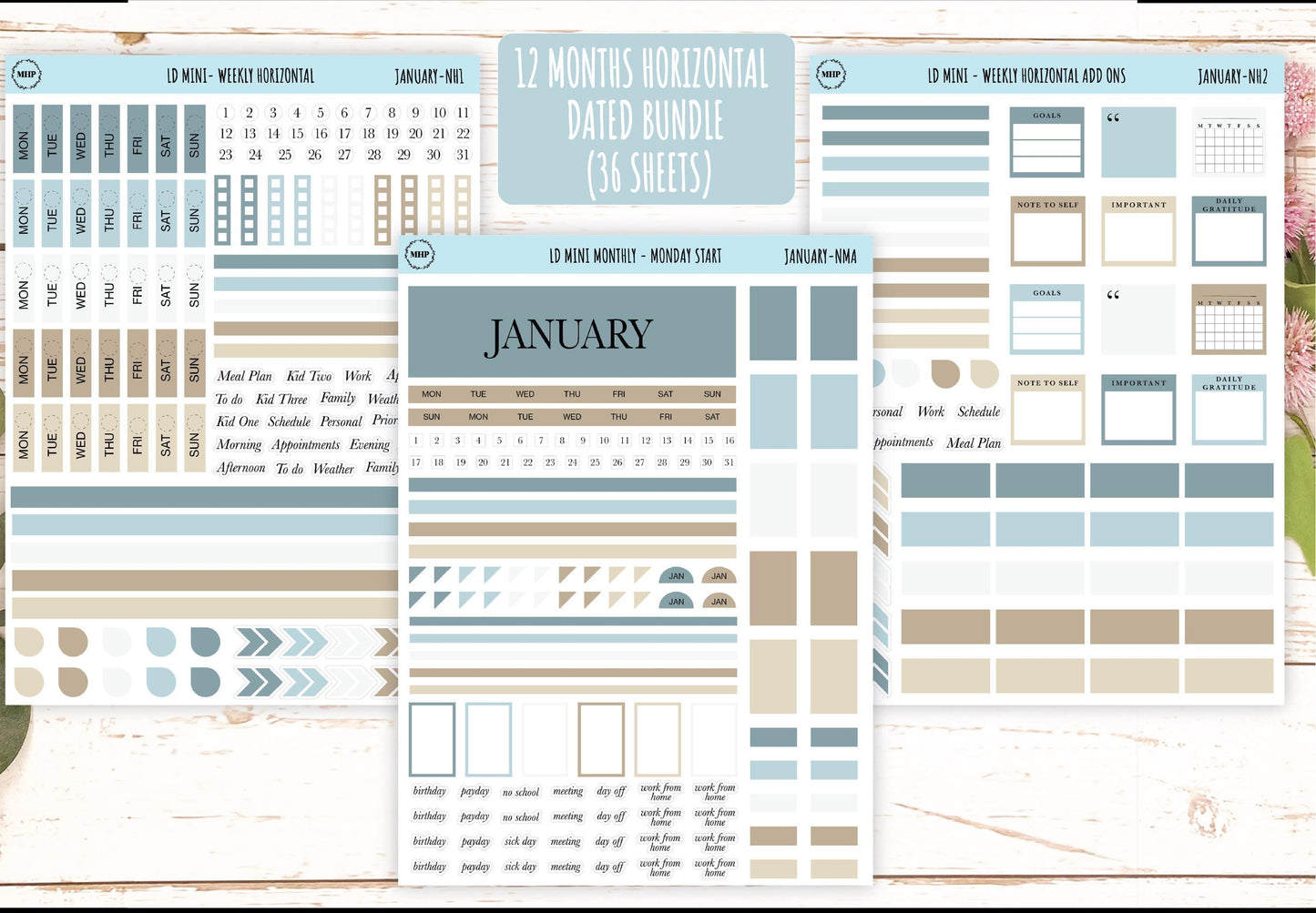 Neutral Color Bundles for MINI Laurel Denise Planners || NMBDLS