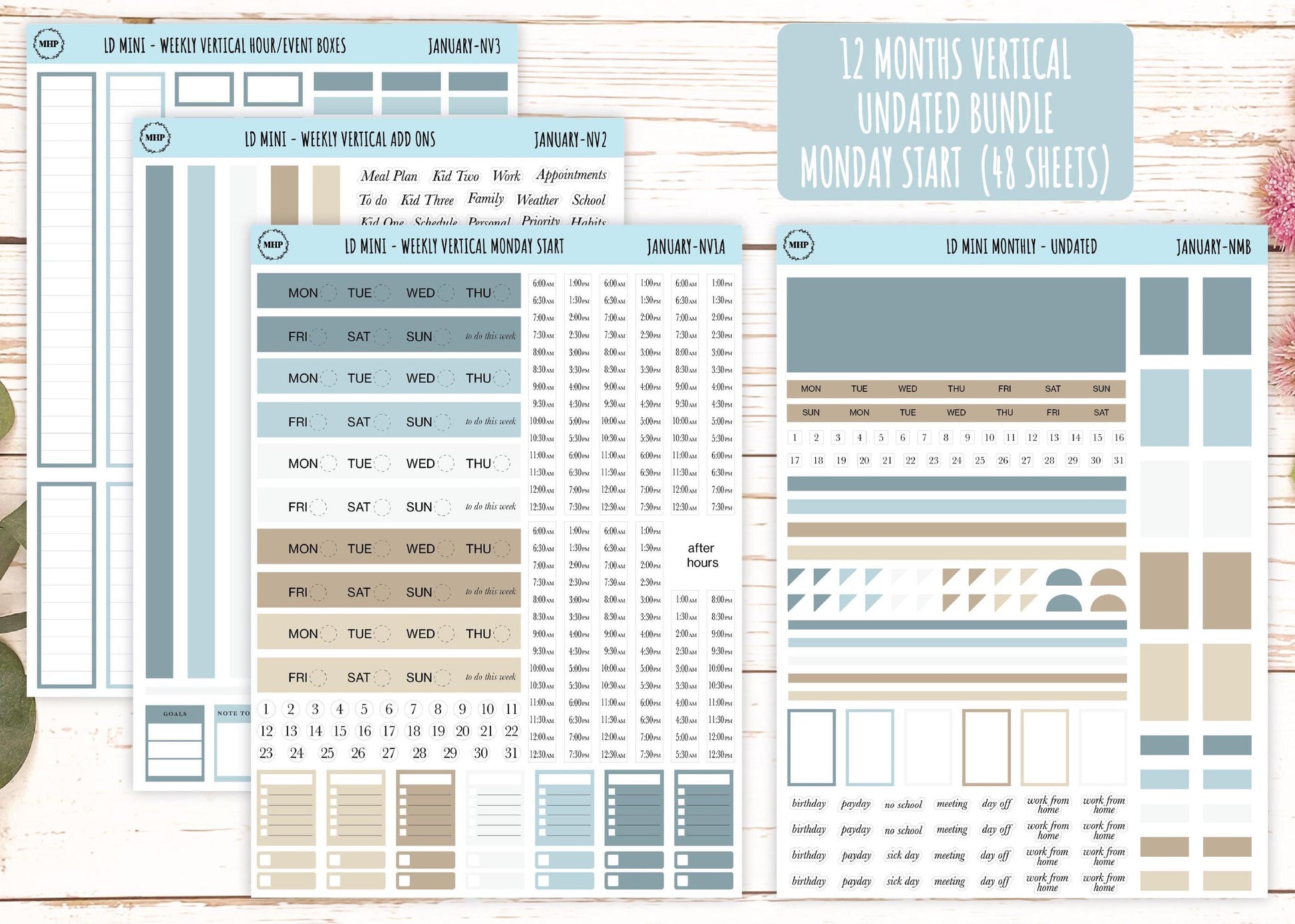 Neutral Color Bundles for MINI Laurel Denise Planners || NMBDLS