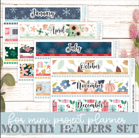 Monthly Headers Set for Laurel Denise MINI PROJECT PLANNER || LD413