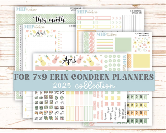 APRIL 2025 Monthly Kit Stickers for 7x9 Erin Condren Planners. "Happy Easter" || ECMHE