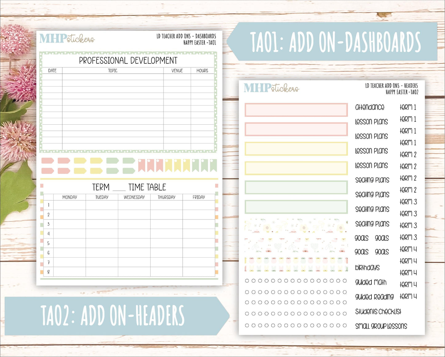 APRIL Stickers for Laurel Denise Teacher Planners. "Happy Easter" || THE