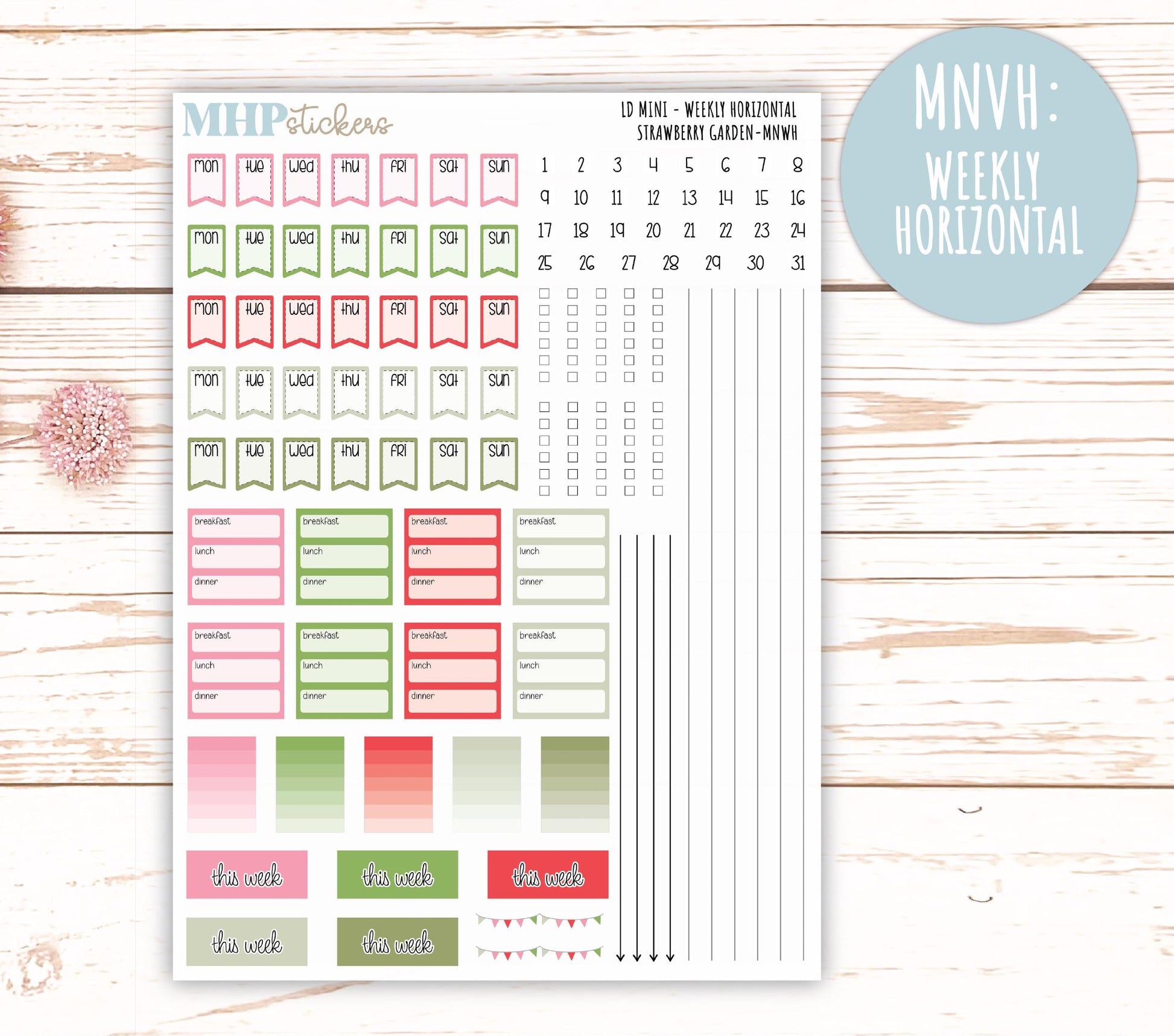 MAY 2025 Stickers for MINI Laurel Denise Planners "Strawberry Gardenr" || MNSG