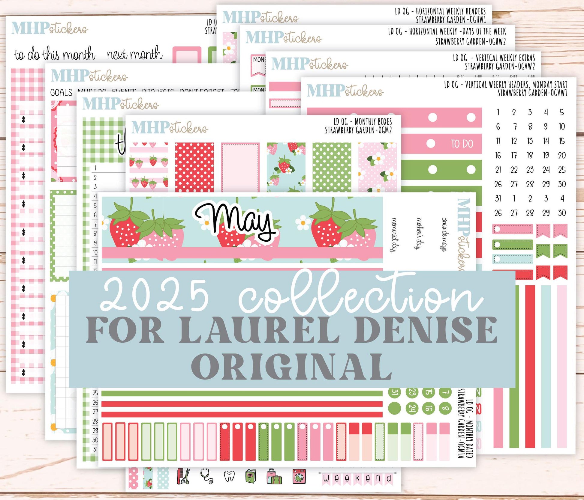 MAY 2025 Stickers for OG Laurel Denise Planners. "Strawberry Garden" || OGSG