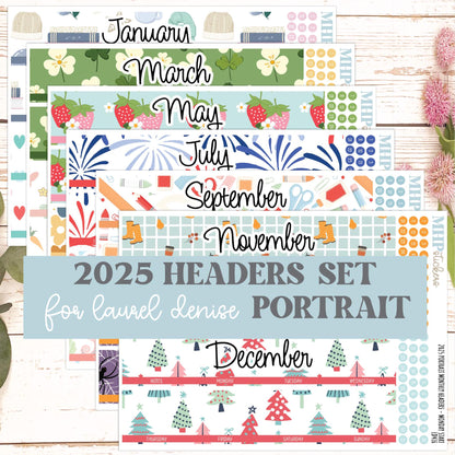 2025 Monthly Headers Set for Laurel Denise PORTRAIT Planner || LD416