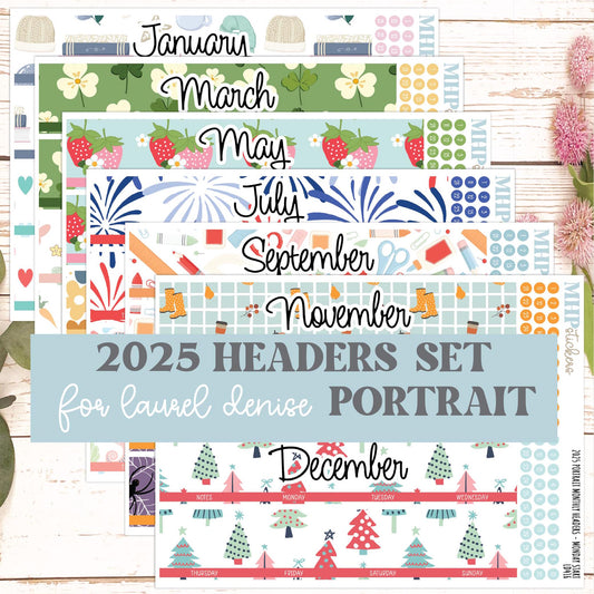 2025 Monthly Headers Set for Laurel Denise PORTRAIT Planner || LD416