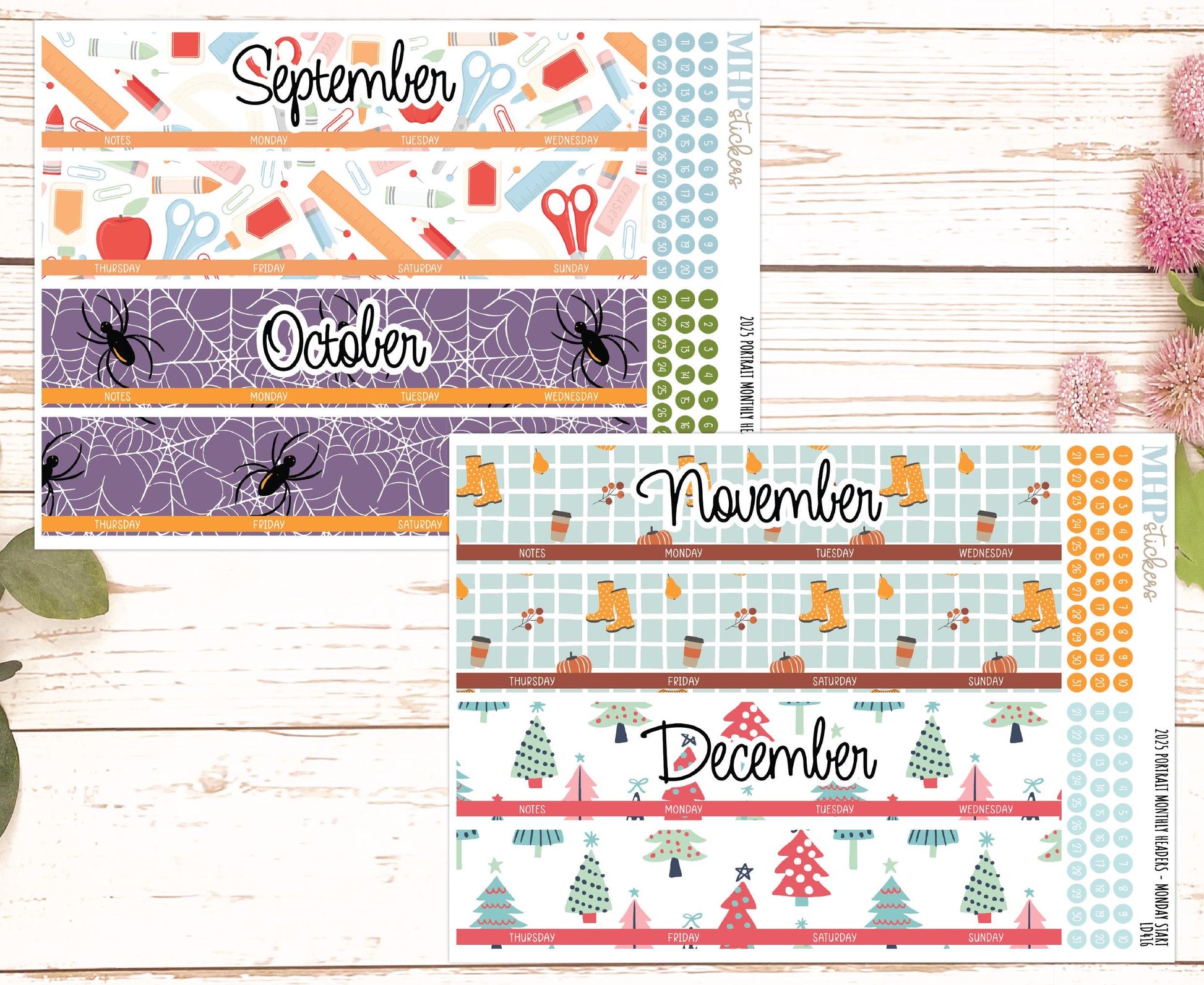 2025 Monthly Headers Set for Laurel Denise PORTRAIT Planner || LD416