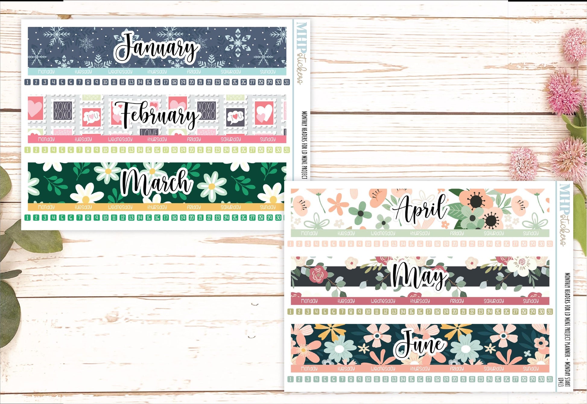 Monthly Headers Set for Laurel Denise MINI PROJECT PLANNER || LD413