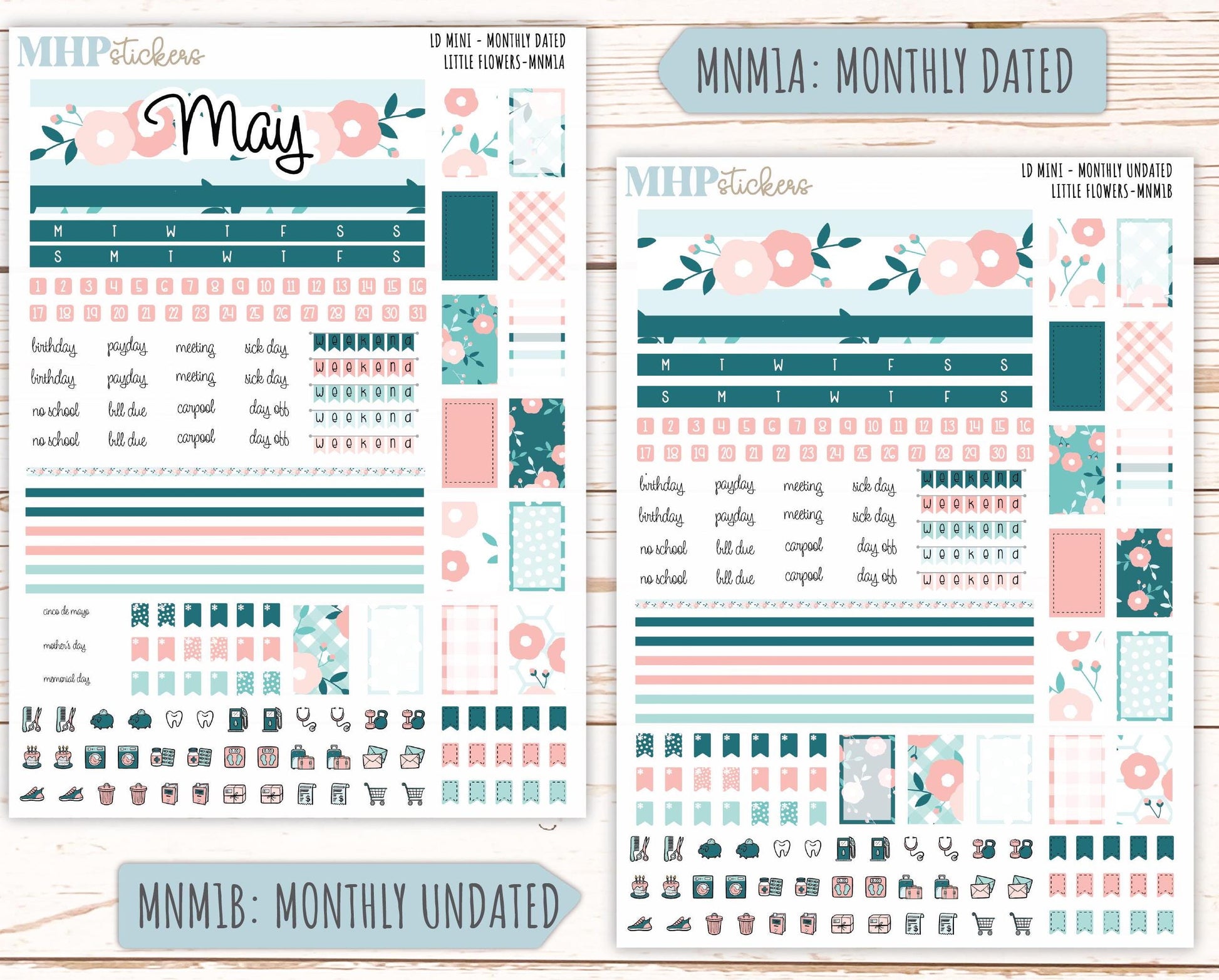 MAY 2025 Stickers for MINI Laurel Denise Planners "Little Flowers" || MNLF