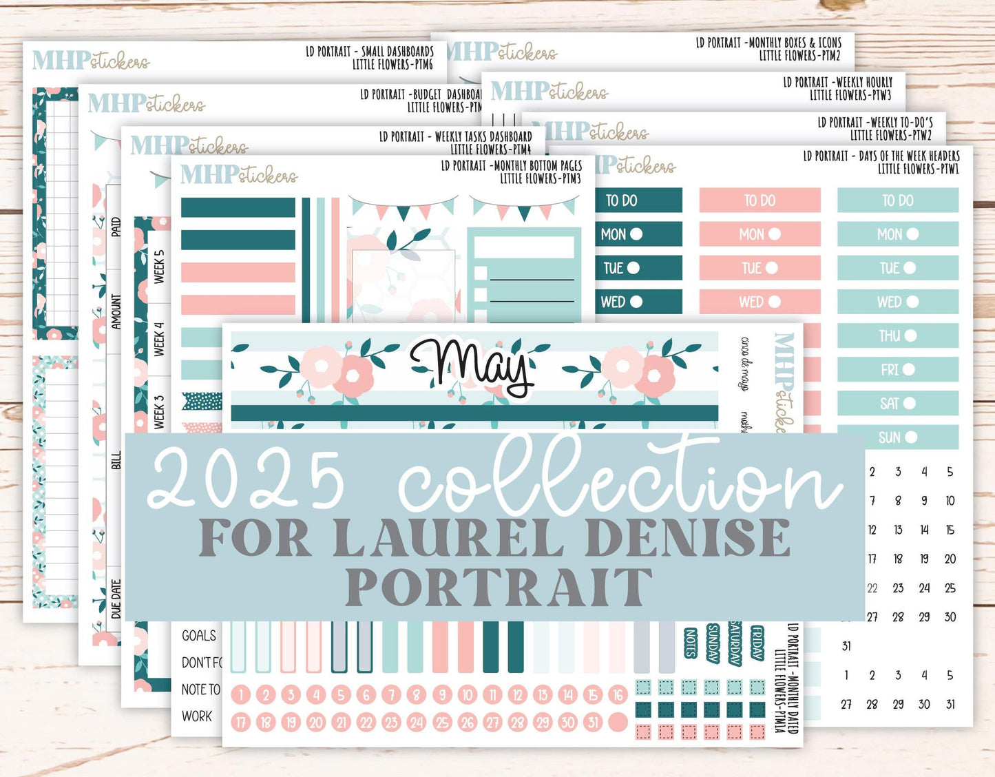 MAY 2025 Stickers for Laurel Denise Portrait Planners. "Little Flowers" || PTLF
