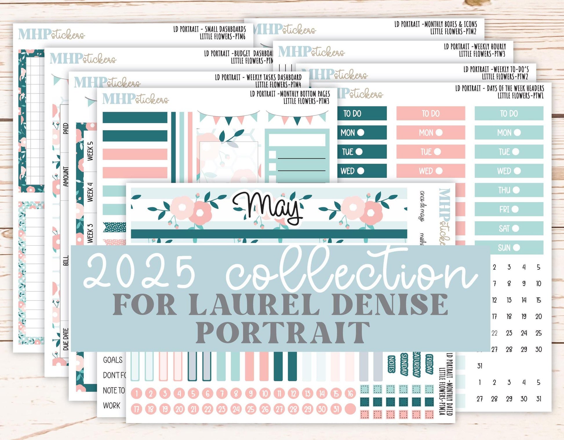 MAY 2025 Stickers for Laurel Denise Portrait Planners. "Little Flowers" || PTLF