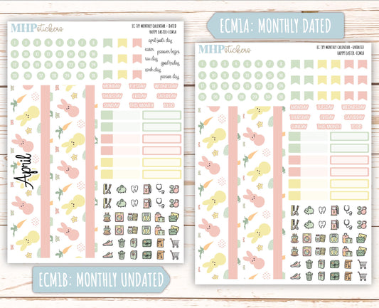 APRIL 2025 Monthly Kit Stickers for 7x9 Erin Condren Planners. "Happy Easter" || ECMHE