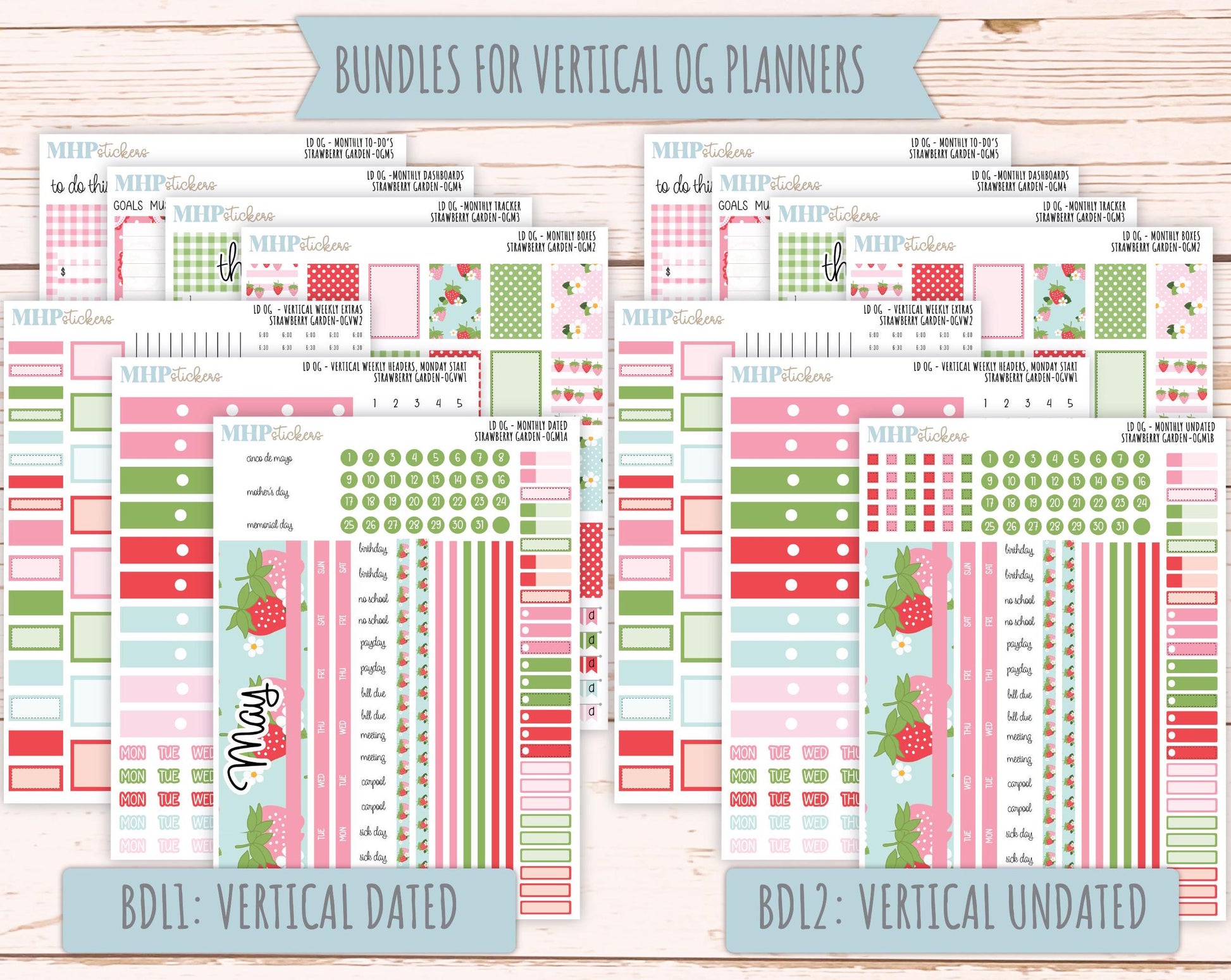MAY 2025 Stickers for OG Laurel Denise Planners. "Strawberry Garden" || OGSG