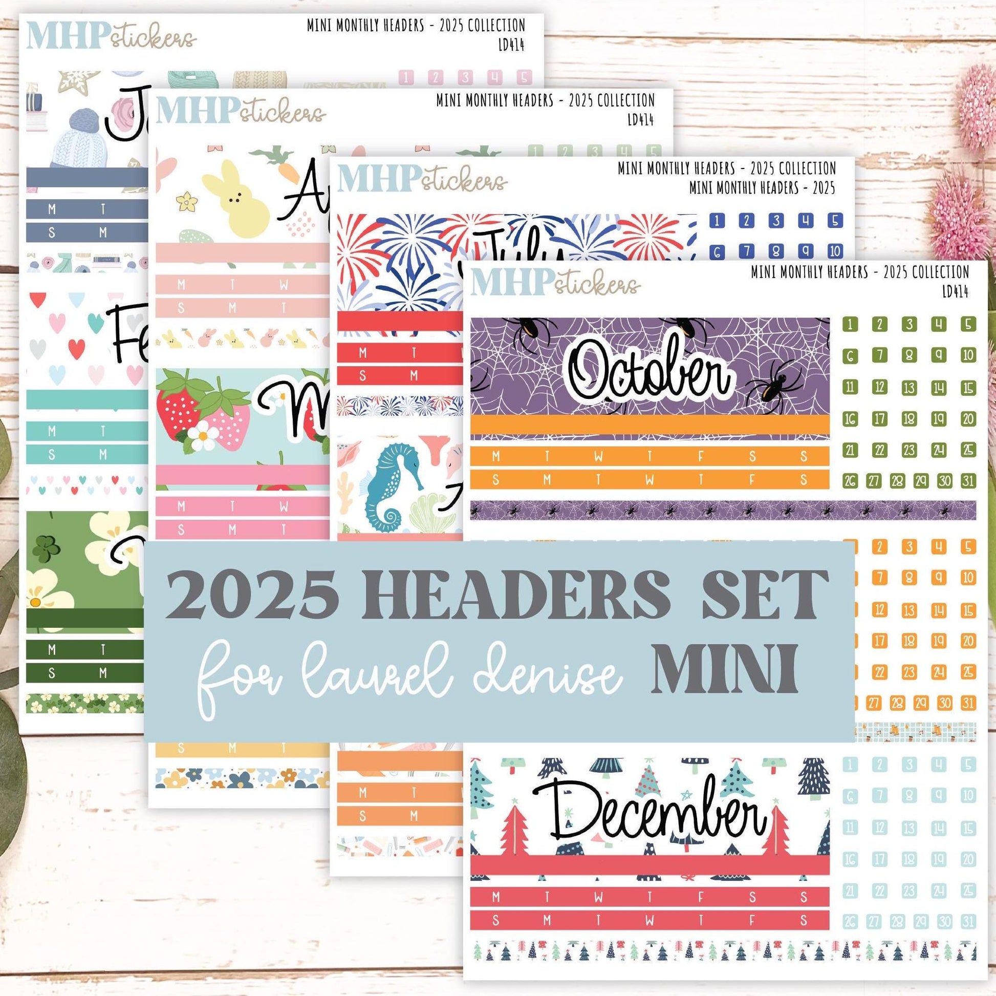 2025 Monthly Headers Set for Laurel Denise MINI || LD414