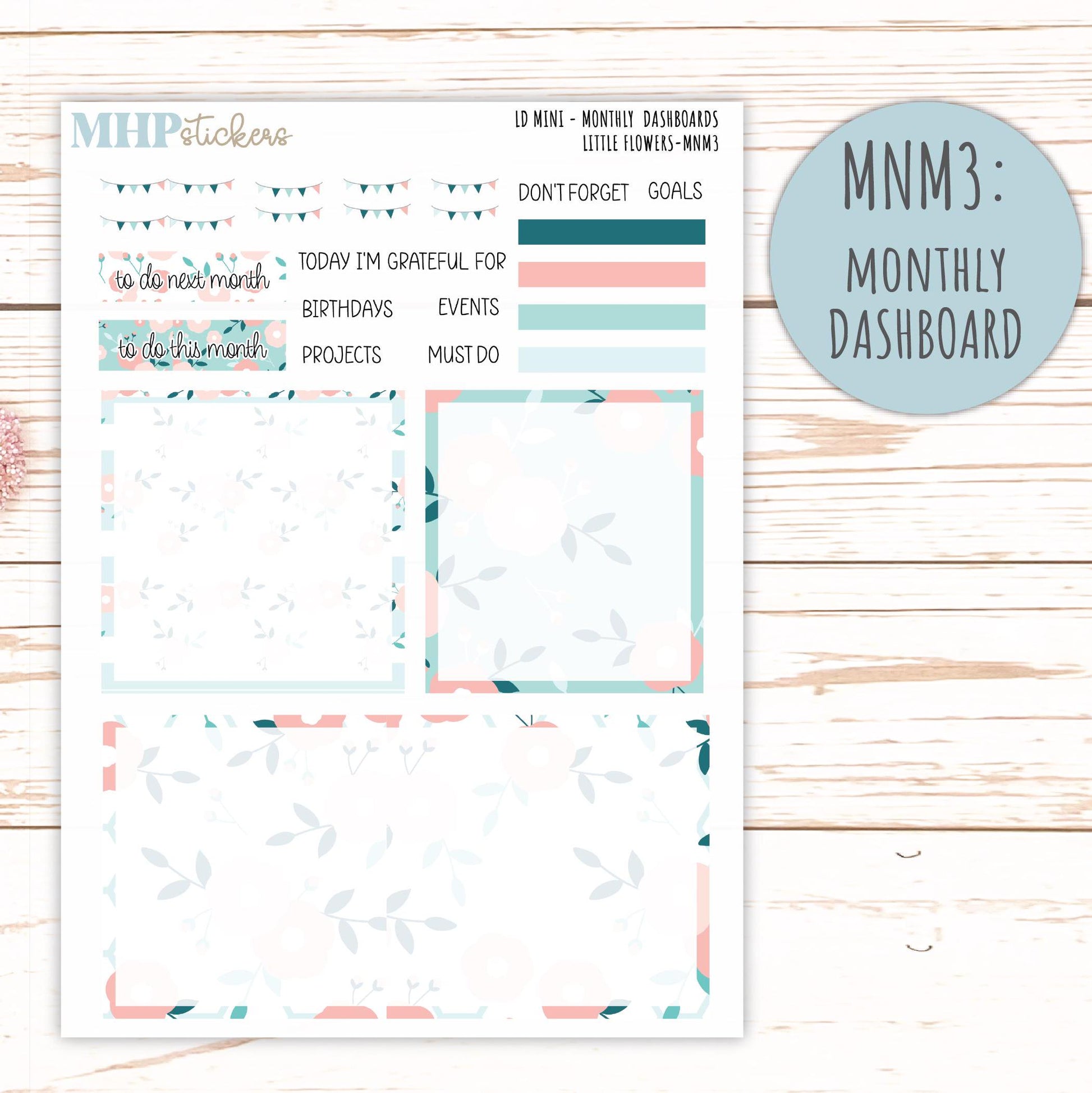 MAY 2025 Stickers for MINI Laurel Denise Planners "Little Flowers" || MNLF