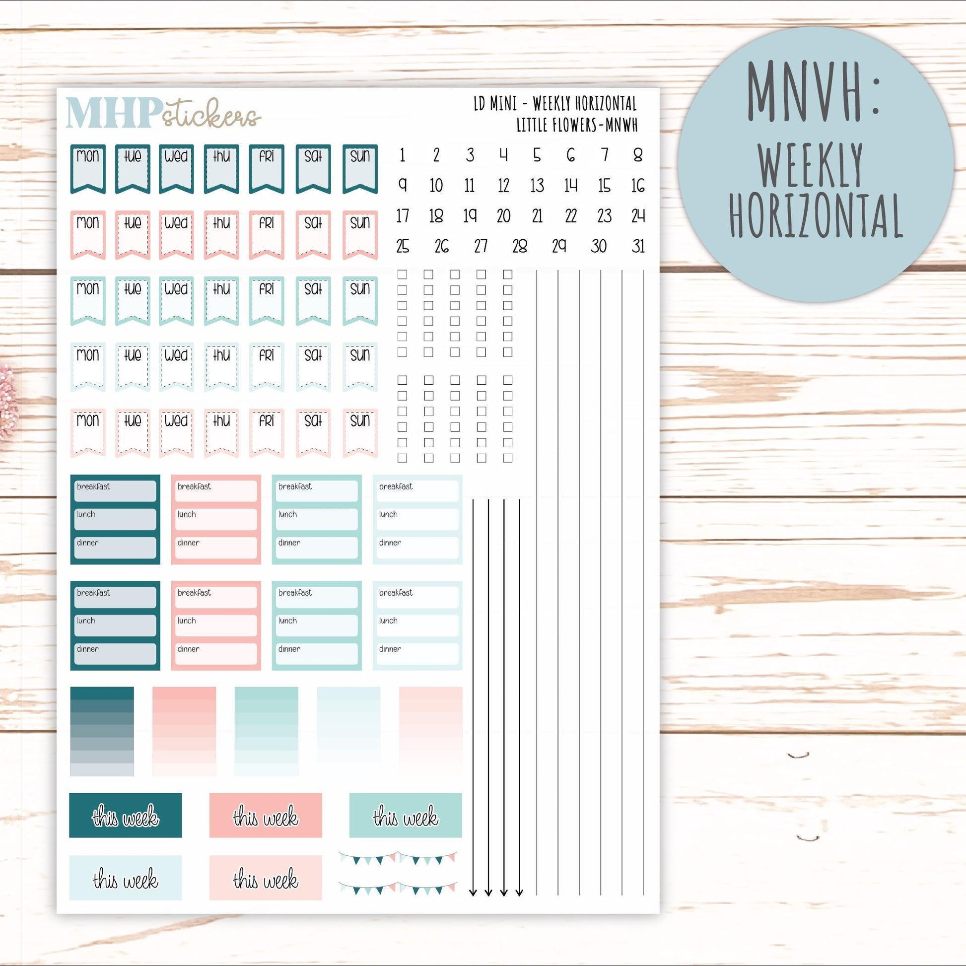MAY 2025 Stickers for MINI Laurel Denise Planners "Little Flowers" || MNLF