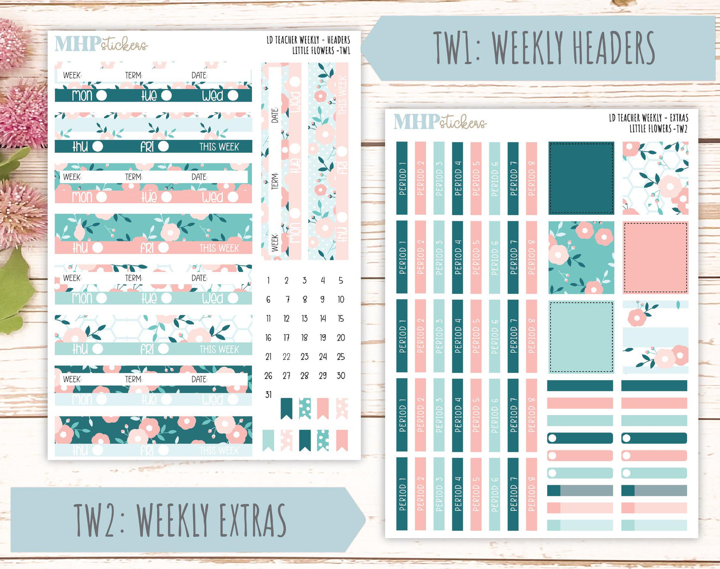 MAY Stickers for Laurel Denise Teacher Planners. "Little Flowers" || TLF