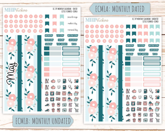 MONTHLY Kit Stickers for 7x9 Erin Condren Planners. 2025 Collection "Little Flowers" || ECMLF