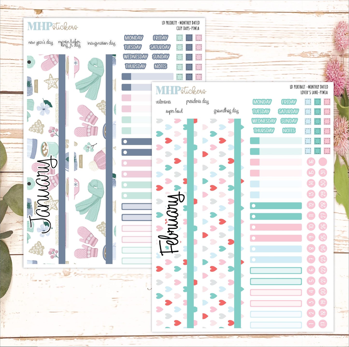 12 Monthly Sheet Set for Laurel Denise PORTRAIT Planner. 2025 Designs || LD417