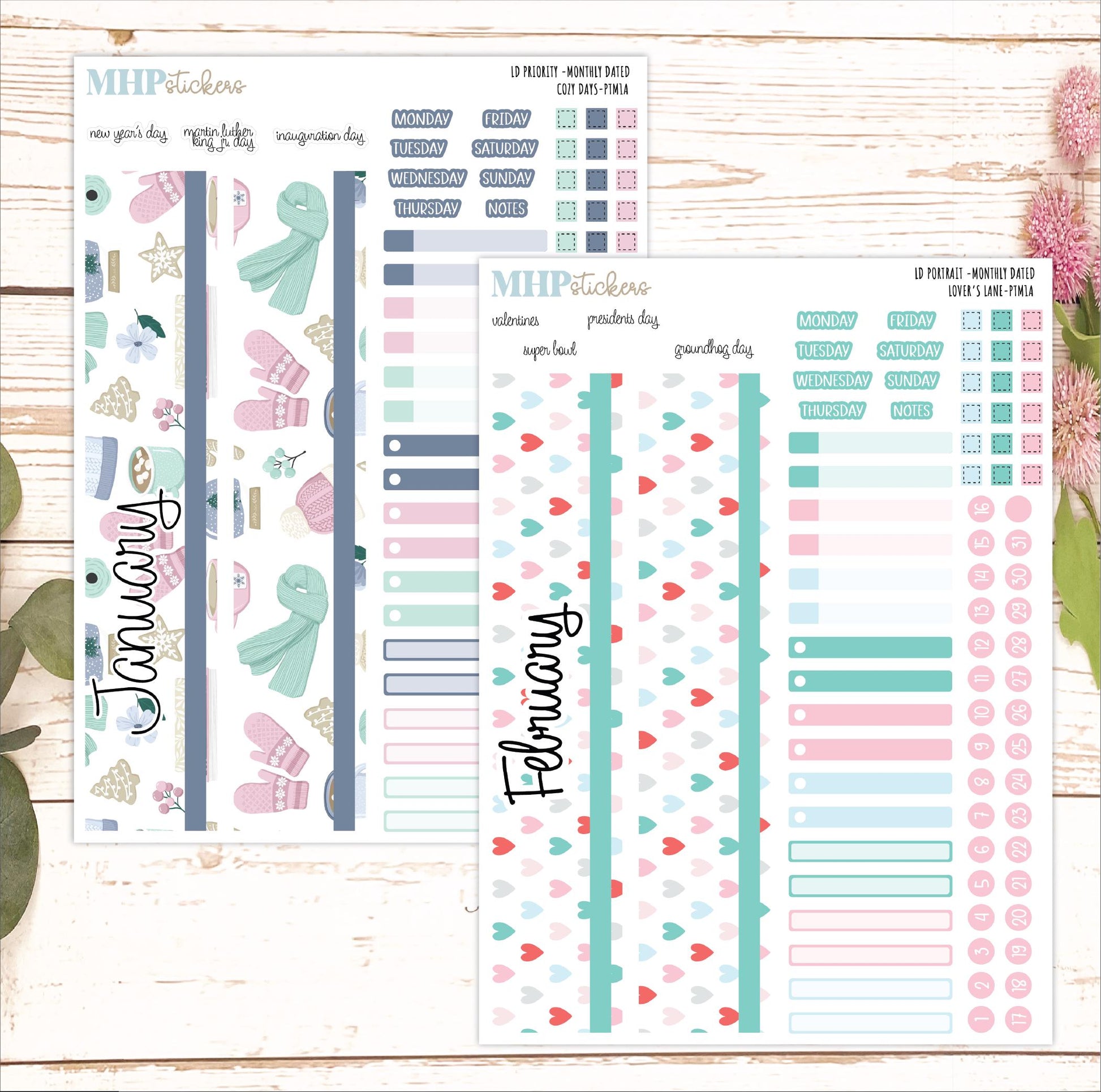 12 Monthly Sheet Set for Laurel Denise PORTRAIT Planner. 2025 Designs || LD417