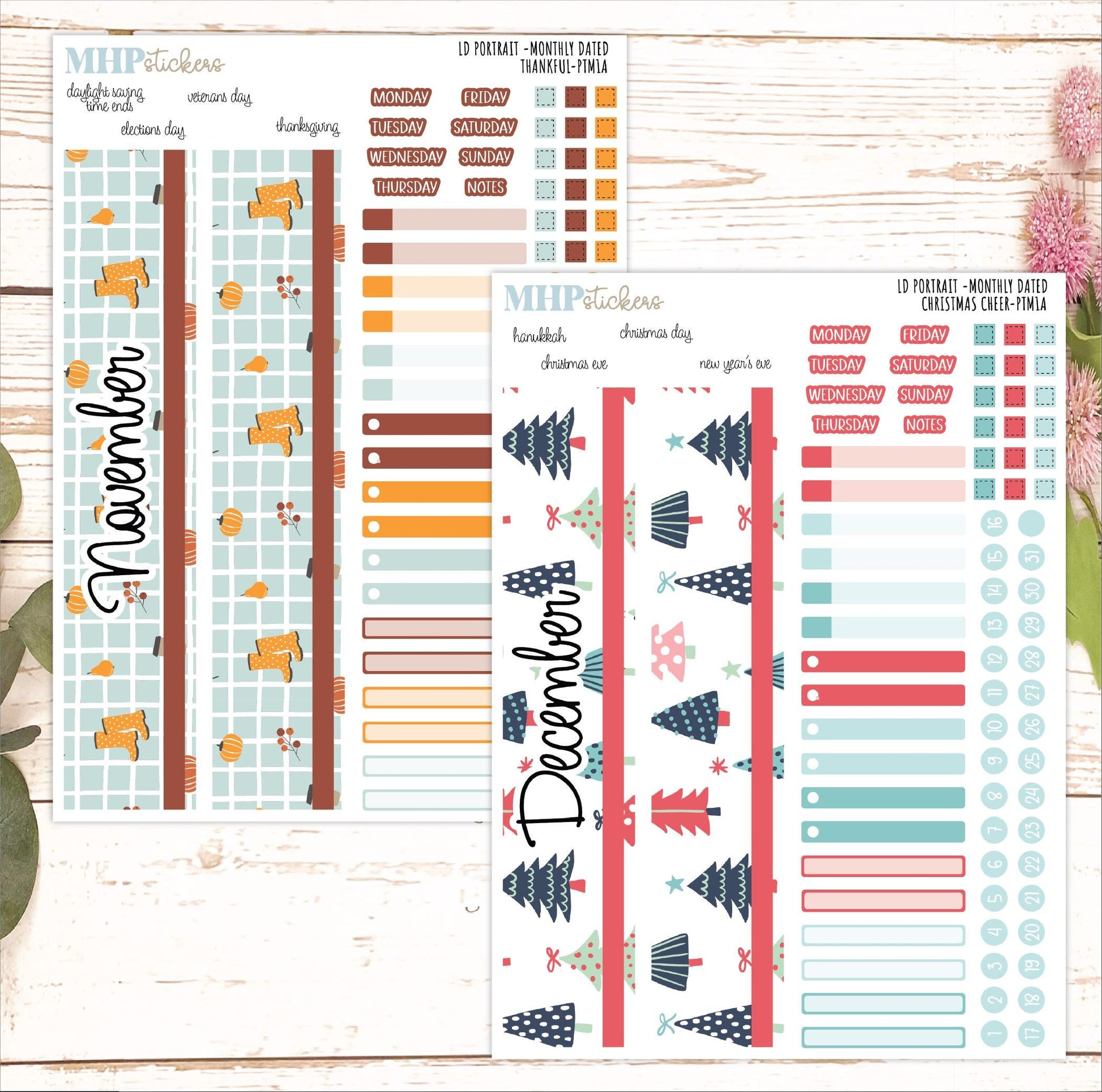 12 Monthly Sheet Set for Laurel Denise PORTRAIT Planner. 2025 Designs || LD417