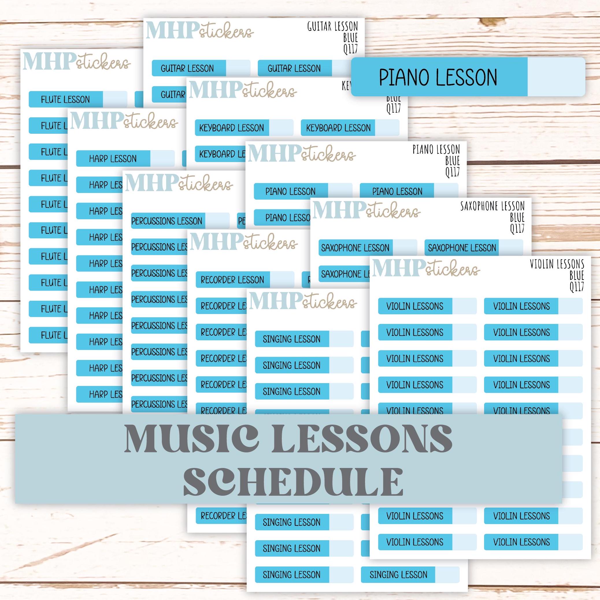 Lesson Time Activity Sticker Planner Stickers for Music Lesson Schedules || Q117 – My Happy Place ...