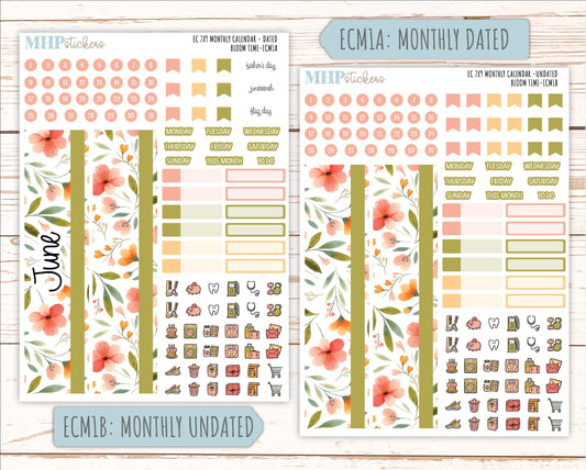 JUNE MONTHLY Kit Stickers for 7x9 Erin Condren Planners. 2025 Collection "Bloom Time" || ECMBT