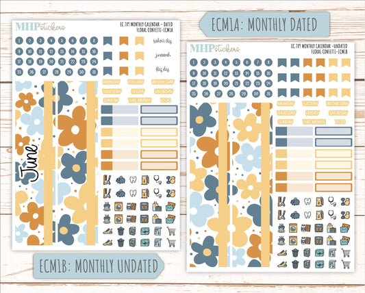 JUNE MONTHLY Kit Stickers for 7x9 Erin Condren Planners. 2025 Collection "Floral Confetti" || ECMFC