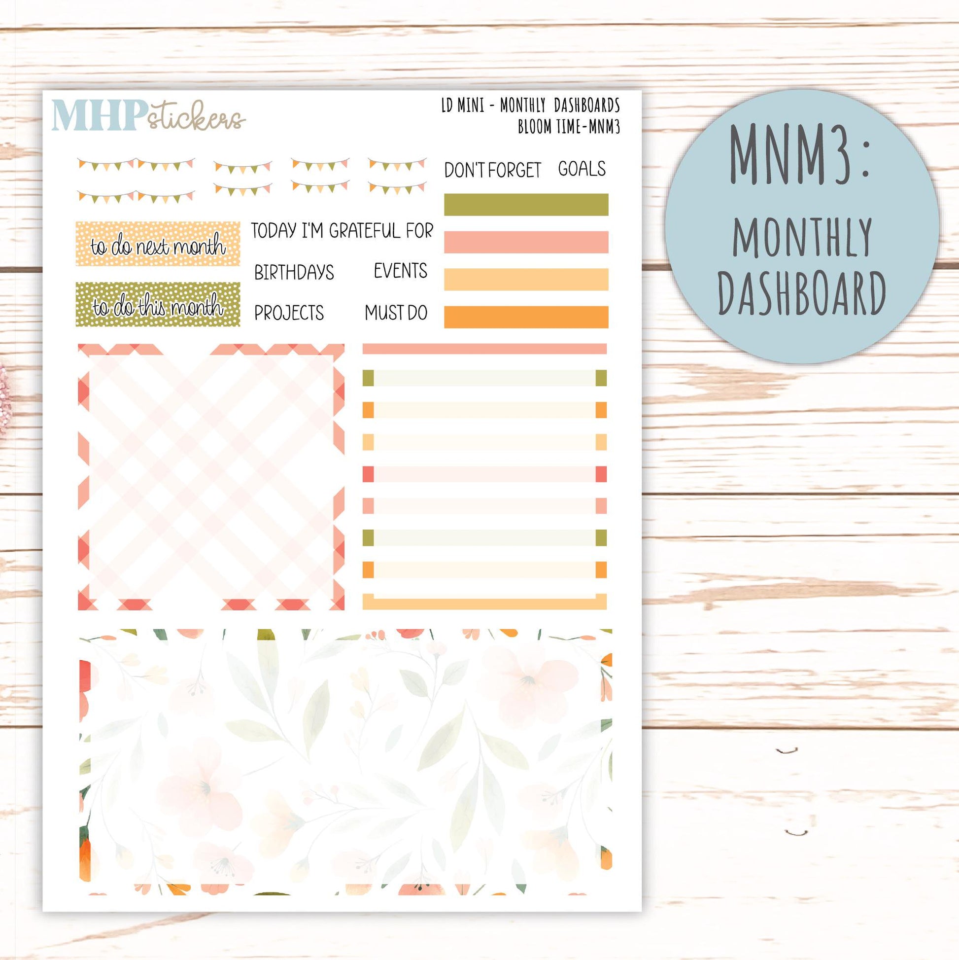 JUNE 2025 Stickers for MINI Laurel Denise Planners "Bloom Time" || MNBT