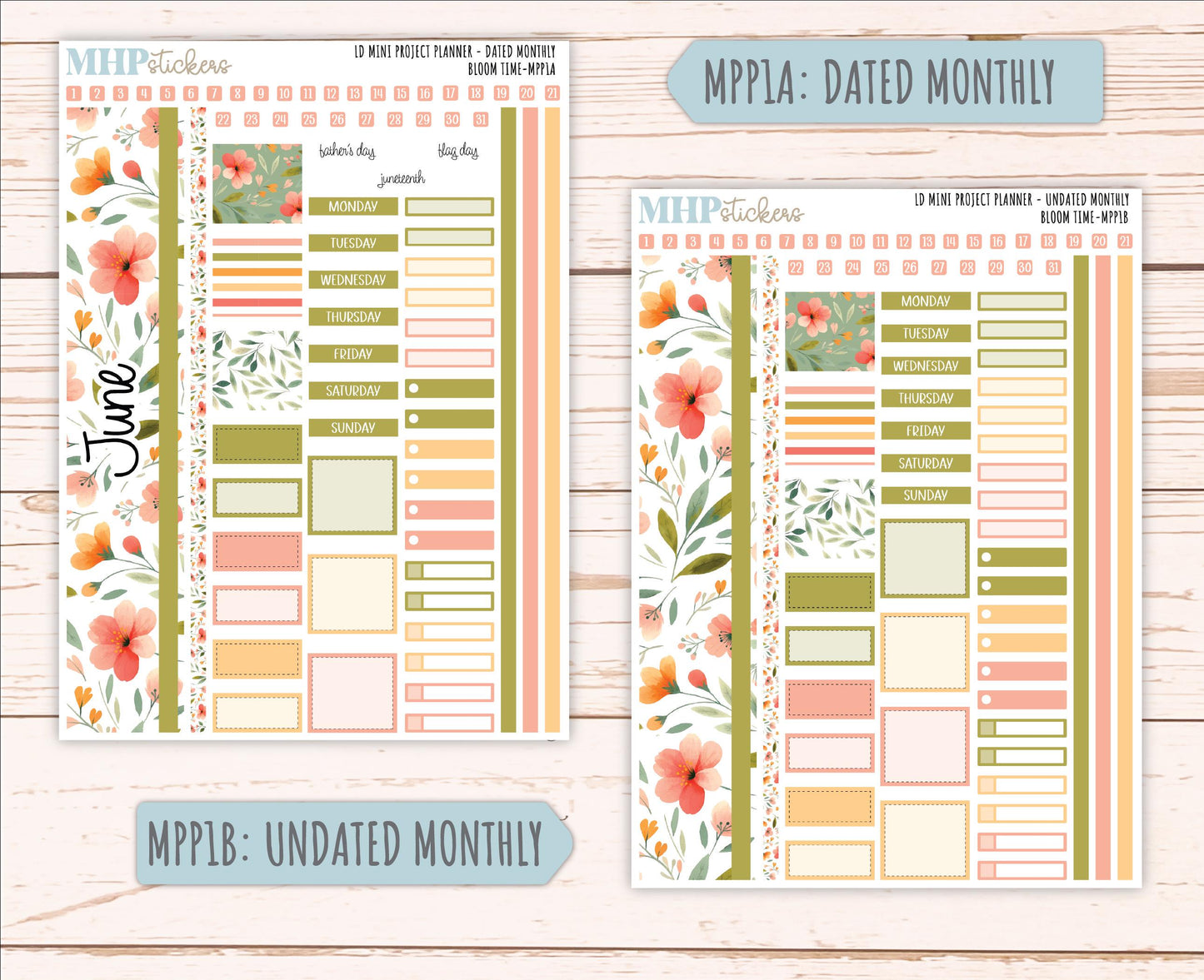 JUNE 2025 Stickers for LD Mini Project Planner "Bloom Time" || MPPBT