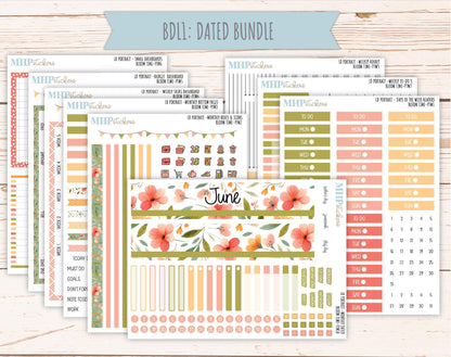 JUNE 2025 Stickers for Laurel Denise Portrait Planners. "Bloom Time" || PTBT