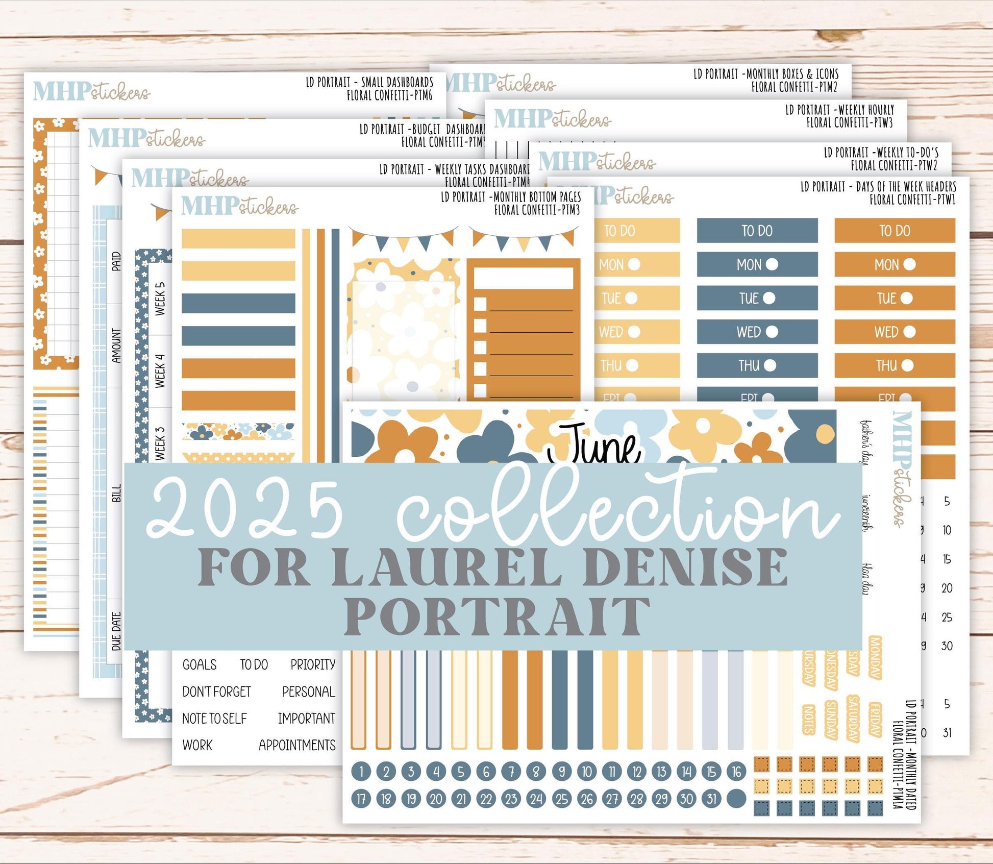 JUNE 2025 Stickers for Laurel Denise Portrait Planners. "Floral Confetti" || PTFC