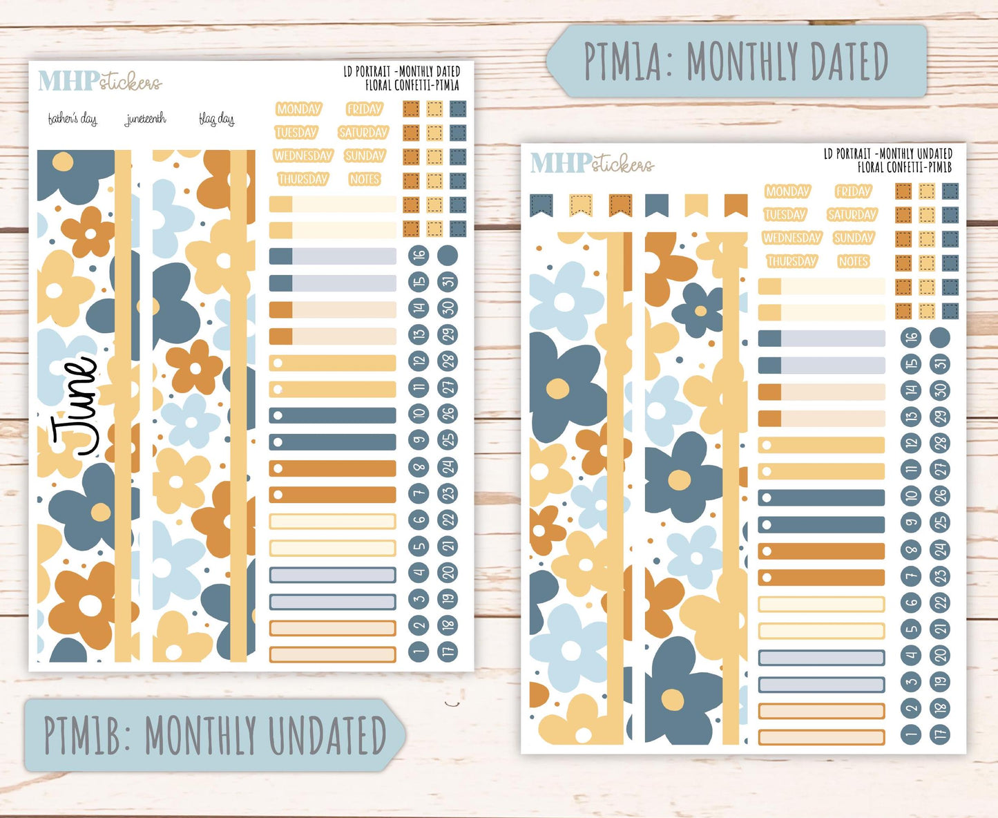 JUNE 2025 Stickers for Laurel Denise Portrait Planners. "Floral Confetti" || PTFC